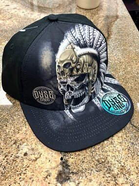 Dyse One Snapback Hat Native Warrior Skull Streetwear Tribal Cap OSFM New